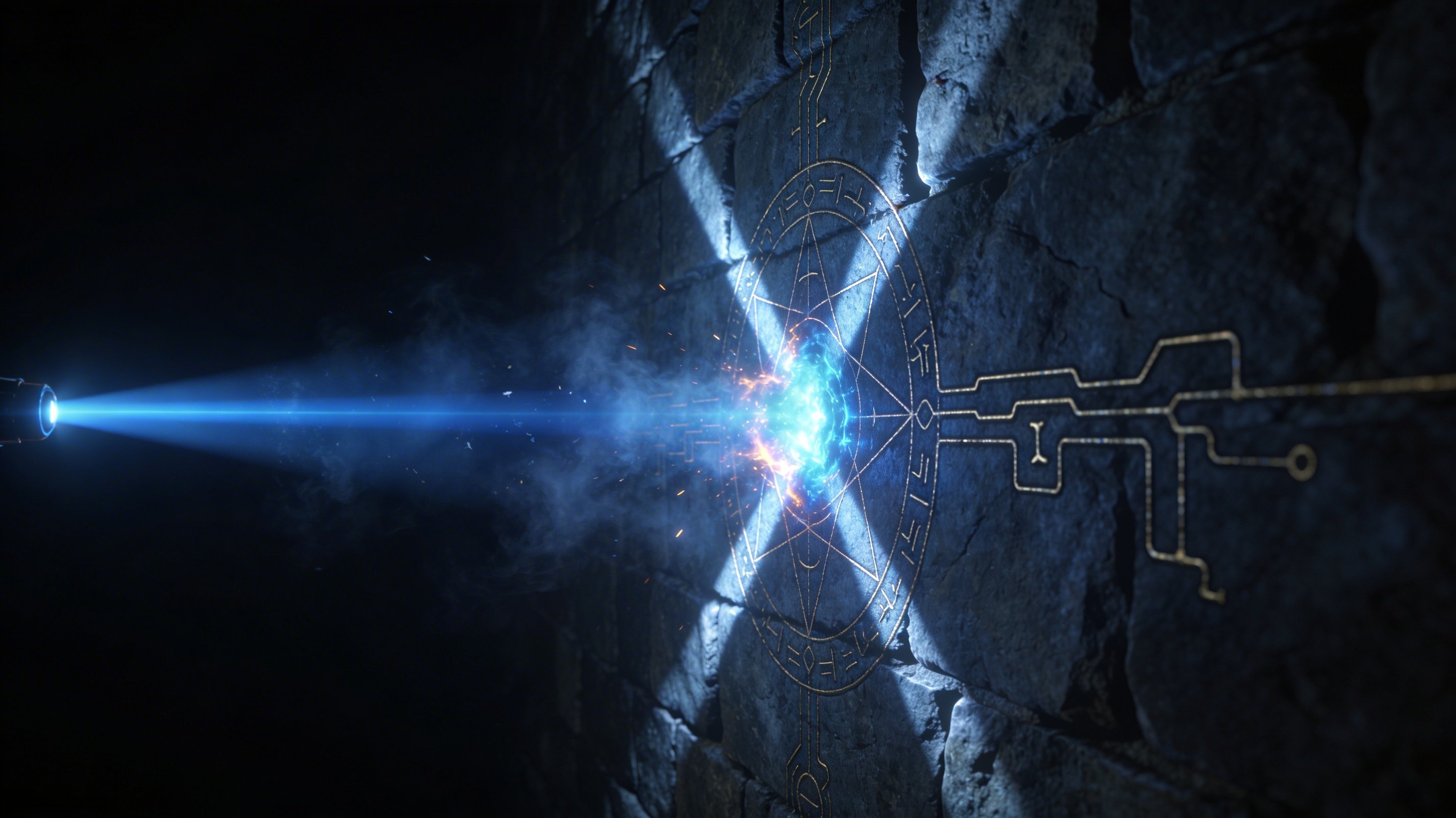 A glowing blue Projector aura facing resistance